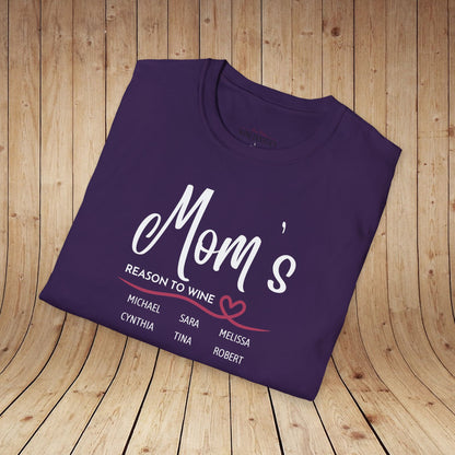 Mom's Reason To Wine Personalized Tee