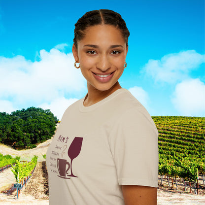Mom's sanity brought to you by Coffee & Wine Personalized Tee