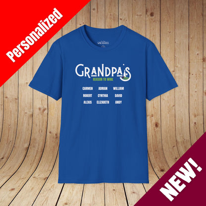 Grandpa's Reason To Wine Personalized T-Shirt