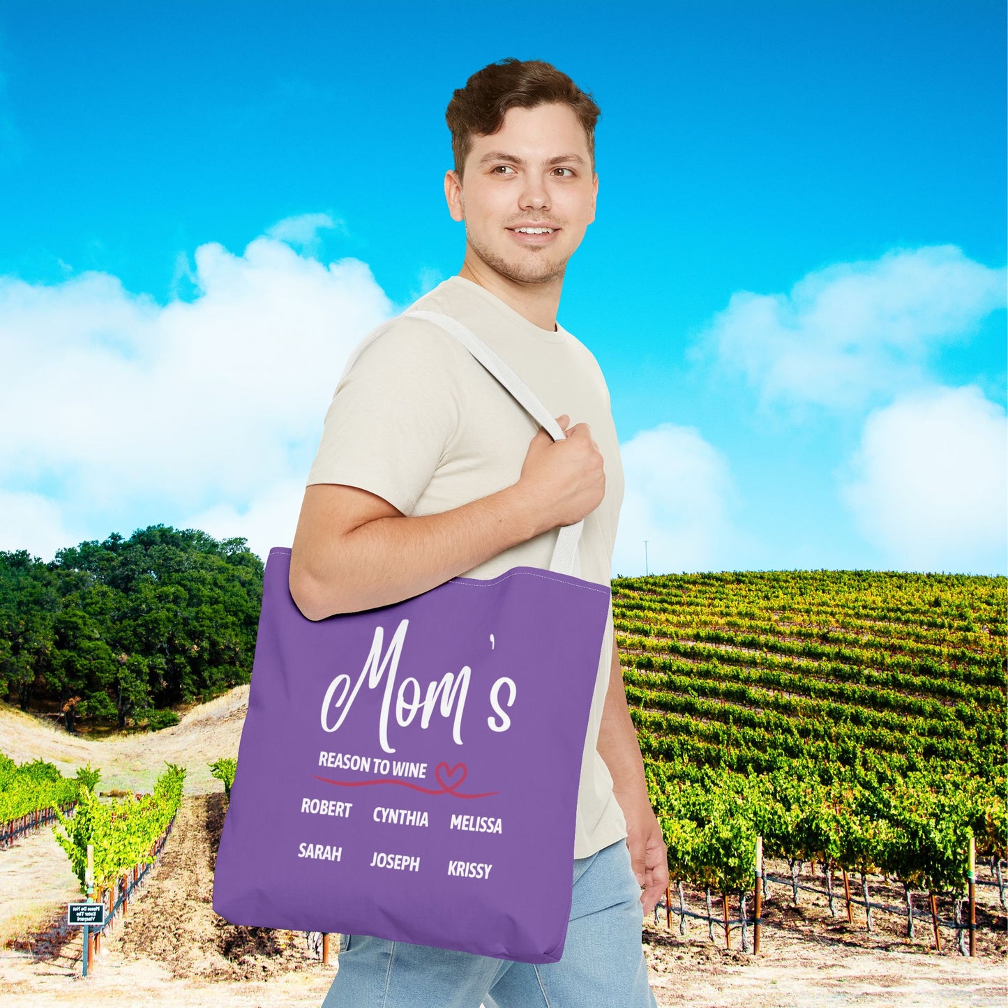 Mom's Reason To Wine Personalized Tote Bag