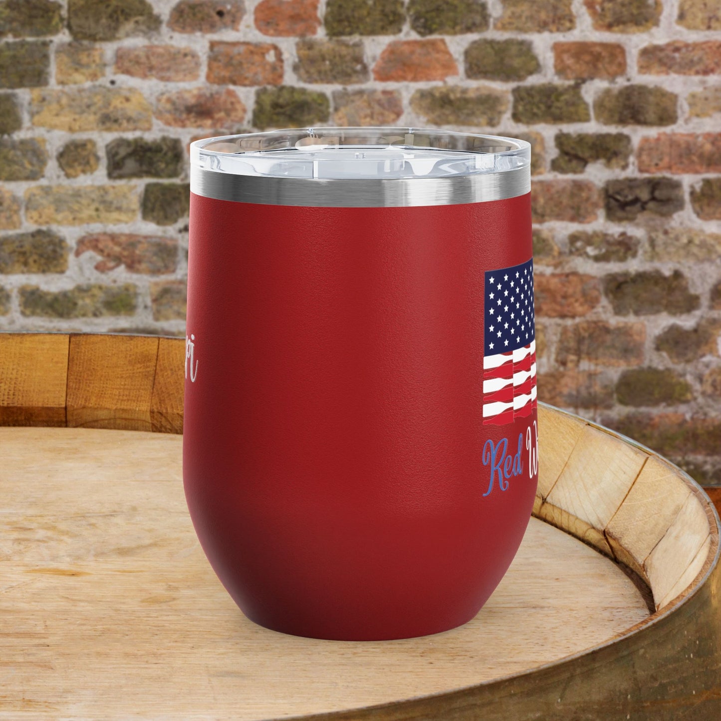 Red Wine & Blue Independence Day Personalized 12oz Wine Tumbler
