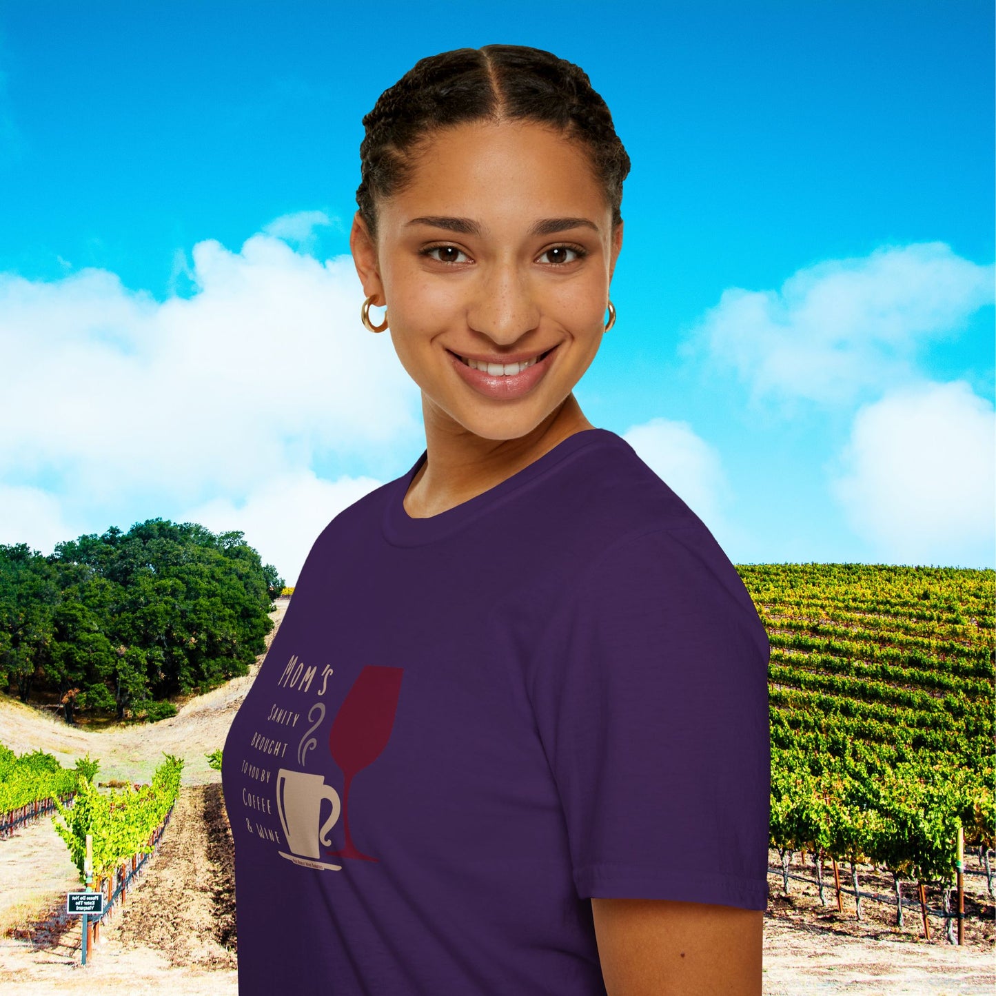 Mom's sanity brought to you by Coffee & Wine Personalized Tee