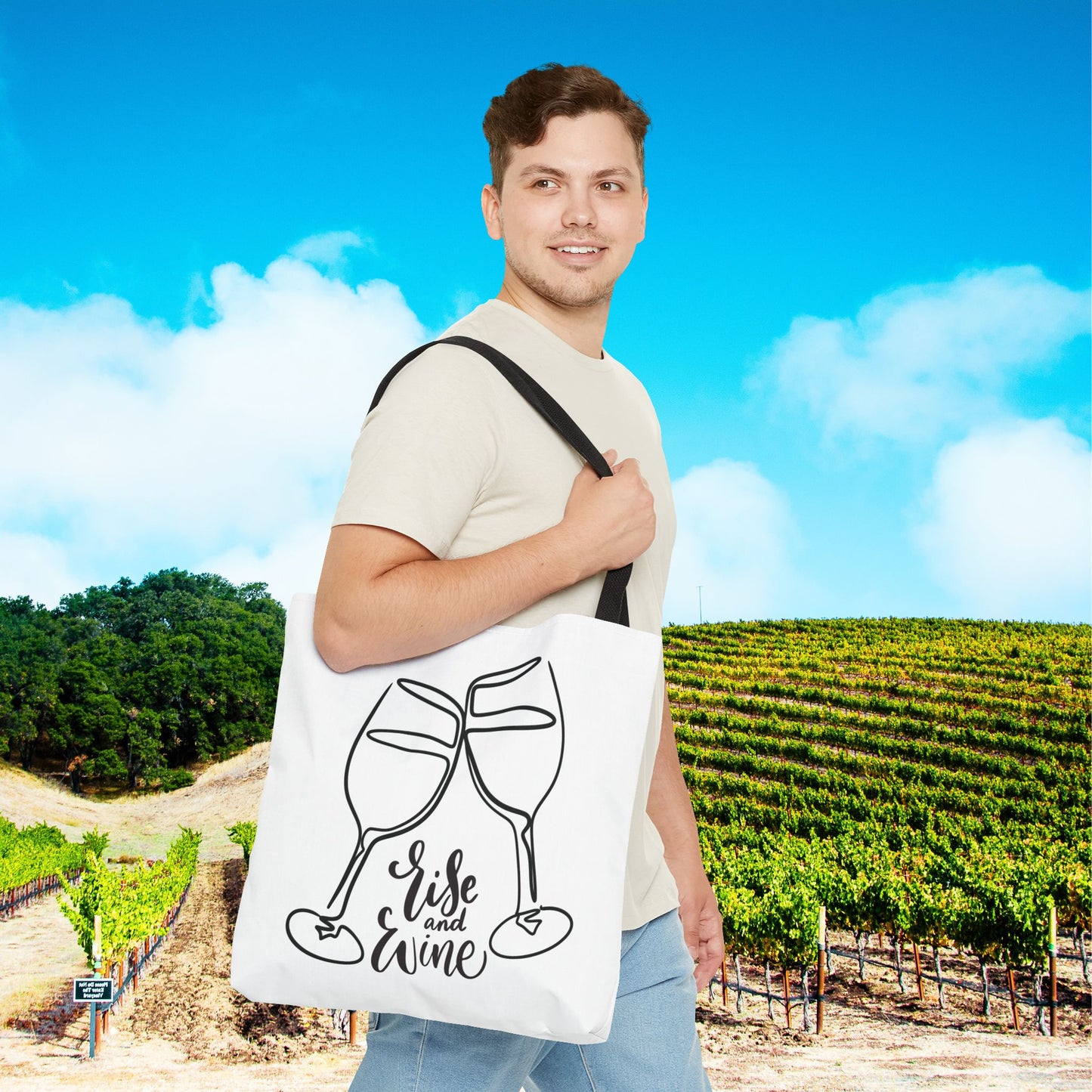 Rise & Wine Personalized Tote Bag