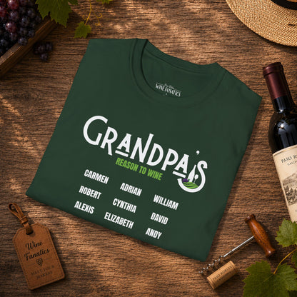 Grandpa's Reason To Wine Personalized Crew Neck T-Shirt