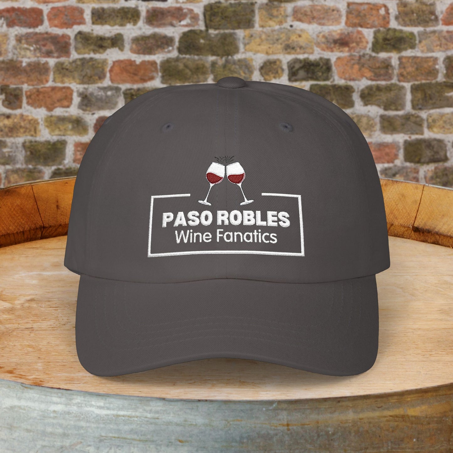 Paso Robles Wine Fanatics Toast Embroidered White Banner Cap