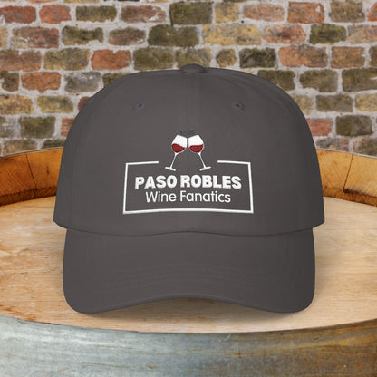 Paso Robles Wine Fanatics Toast Embroidered White Banner Cap