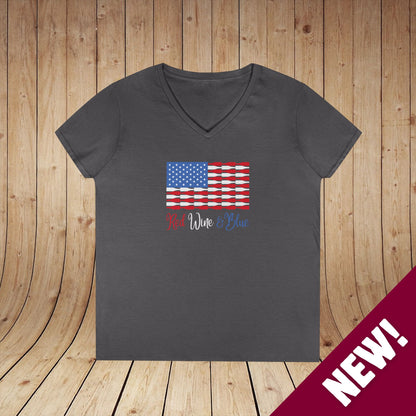 Red Wine & Blue Independence Day Ladies V-Neck Tee