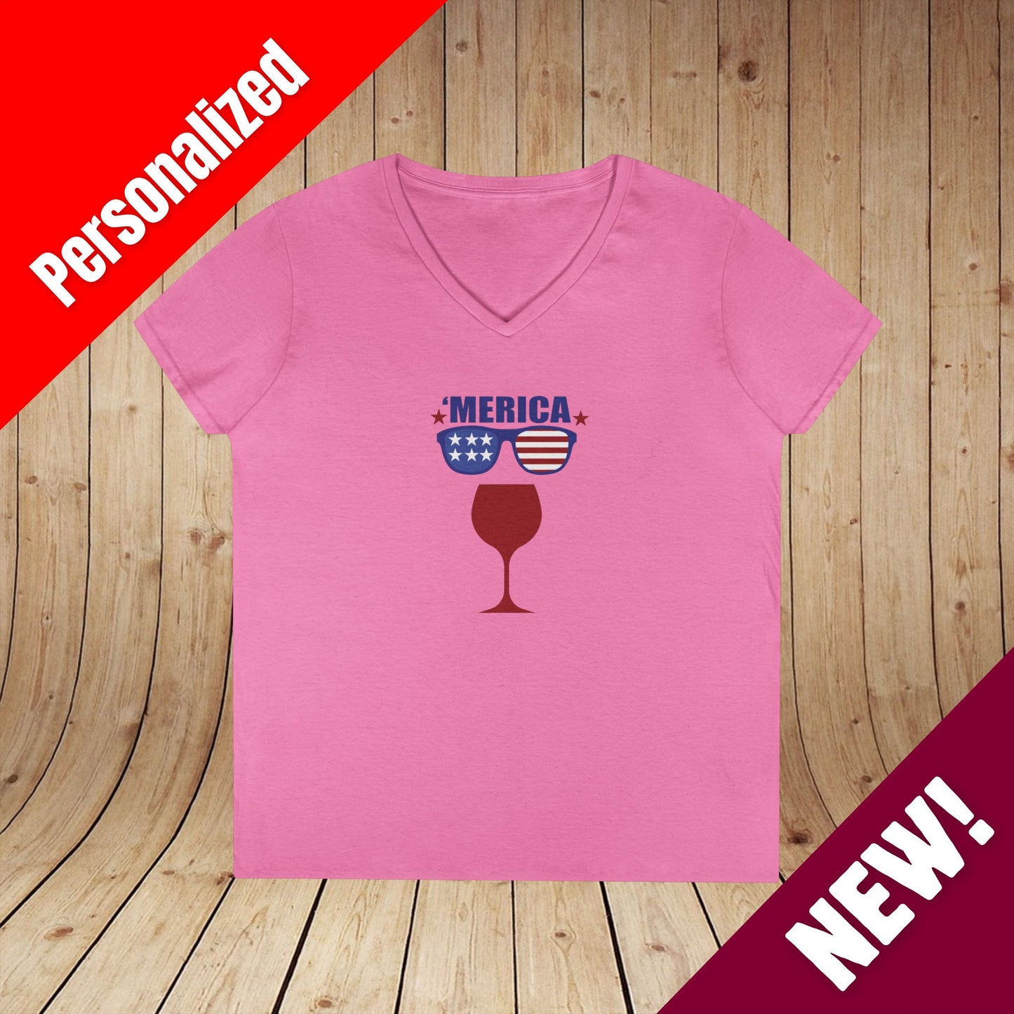 'Merica Independence Day Ladies V-Neck Tee