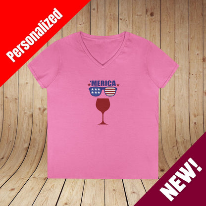 'Merica Independence Day Ladies V-Neck Tee