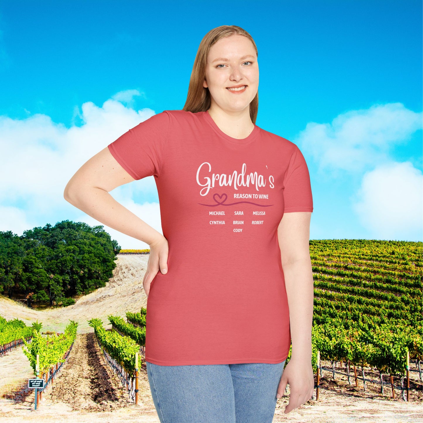 Grandma's Reason To Wine Personalized T-Shirt