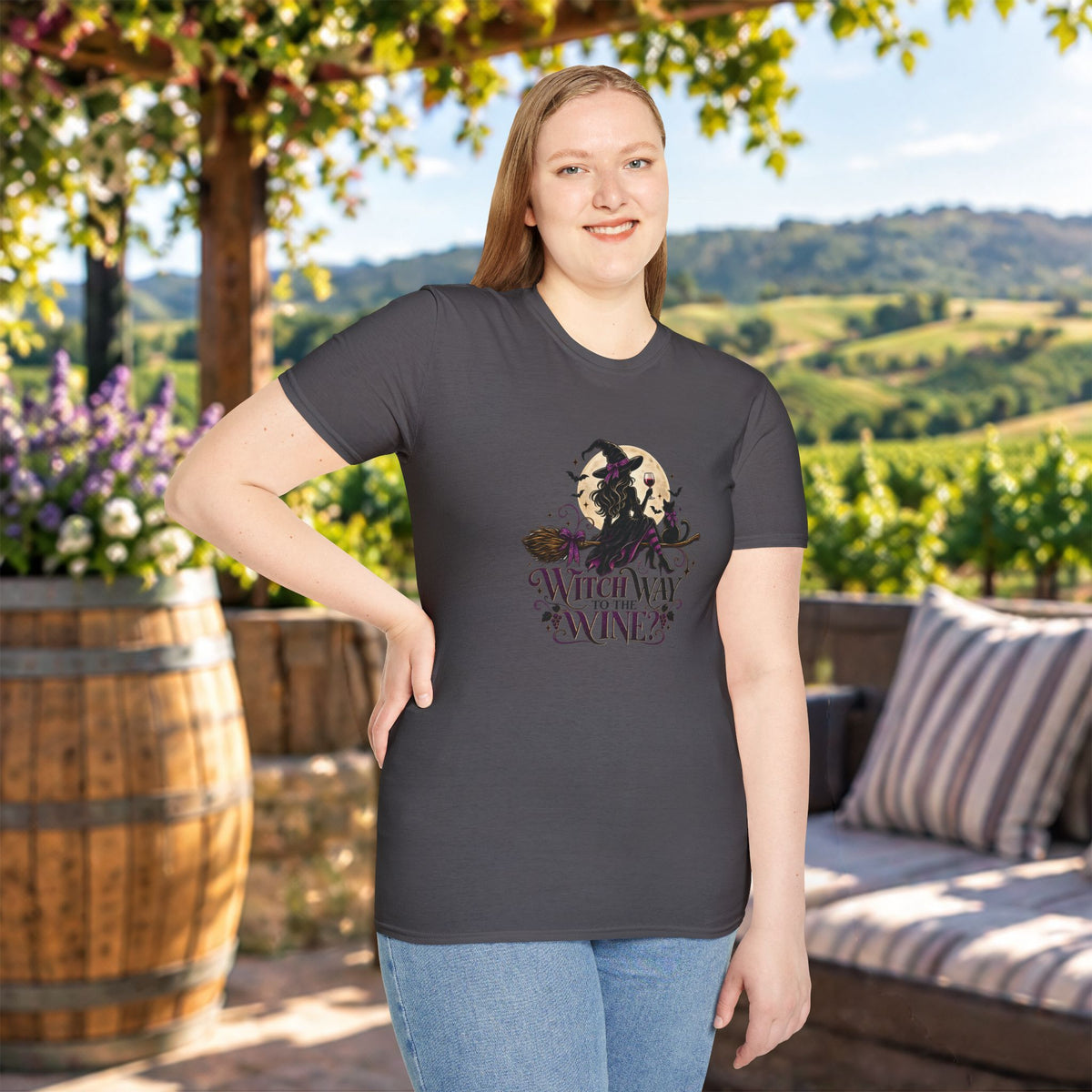 Witch Way To The Wine Unisex Softstyle T-Shirt