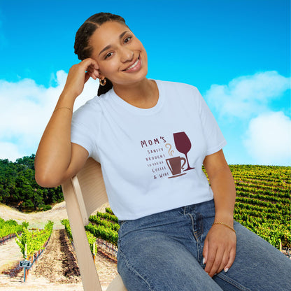 Mom's sanity brought to you by Coffee & Wine Personalized Tee