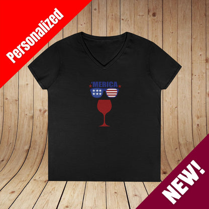 'Merica Independence Day Ladies V-Neck Tee