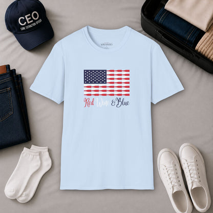 Red Wine & Blue Independence Day Unisex Softstyle T-Shirt