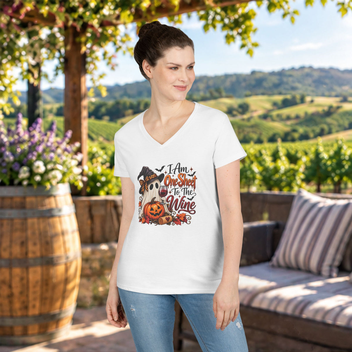 I Am One Sheet To The Wine Ladies V-Neck T-Shirt