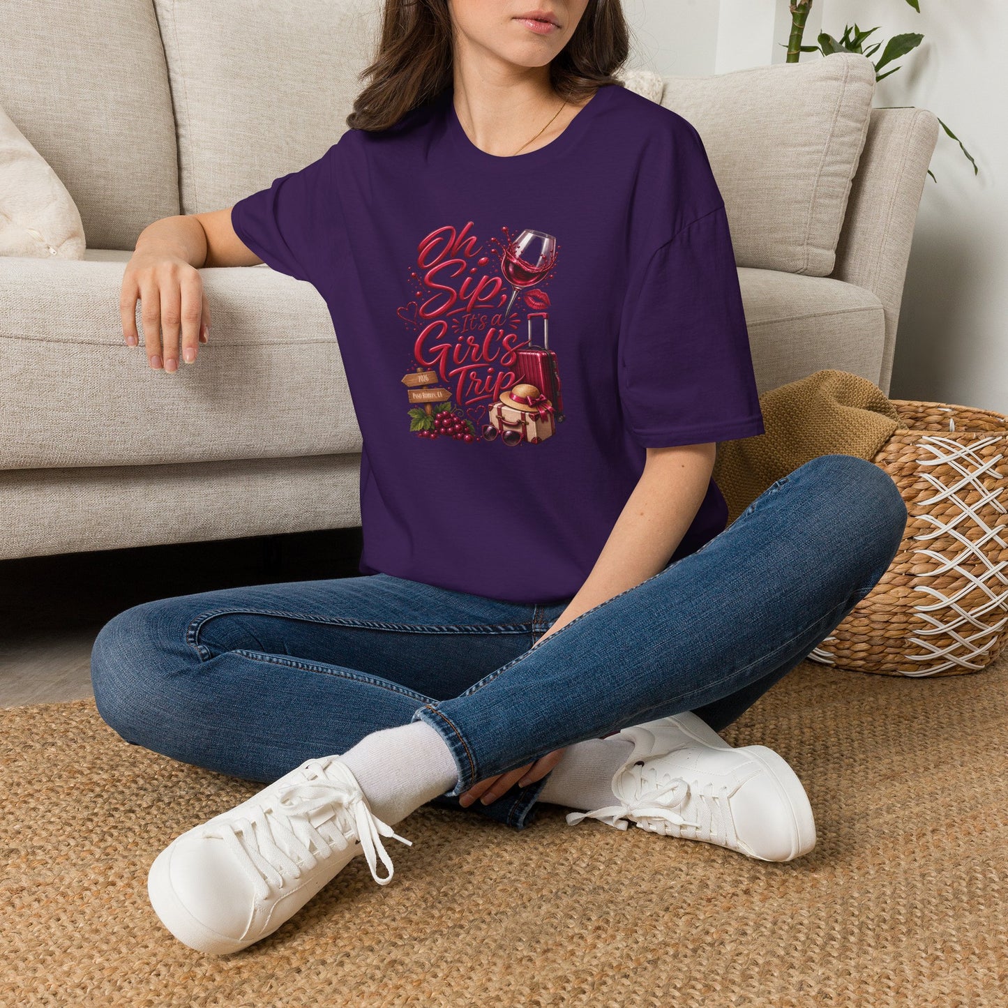 Oh Sip It's A Girl's Trip Personalized Crewneck Tee