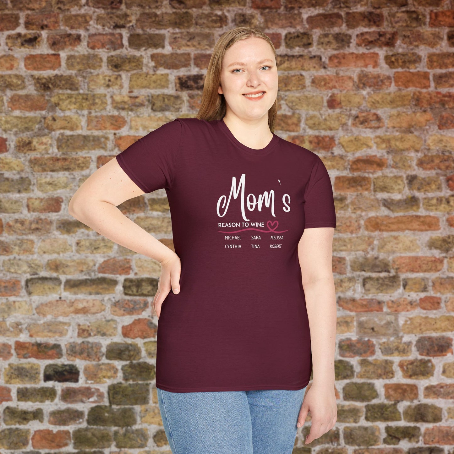 Mom's Reason To Wine Personalized Crew Neck Tee