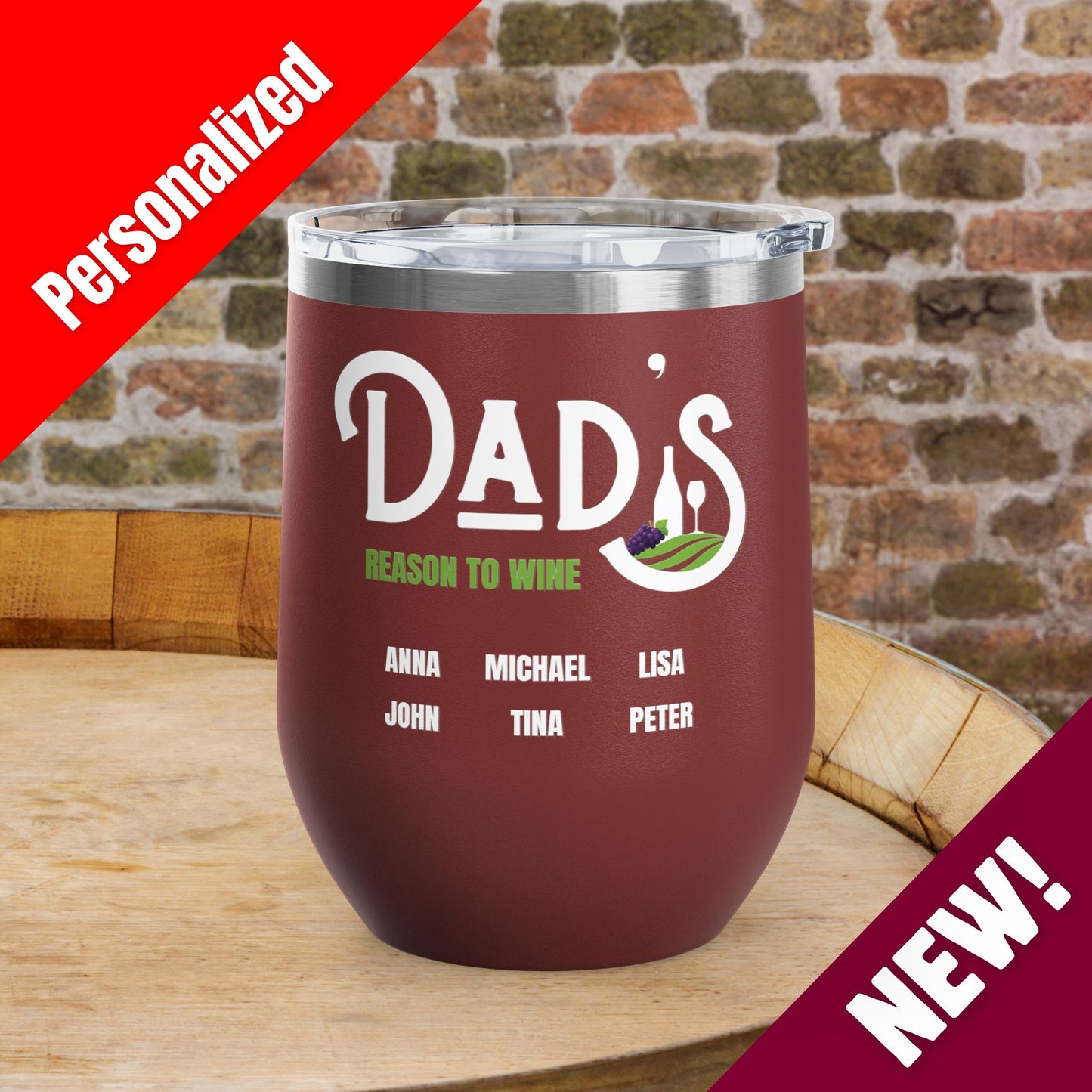 Dad's Reason To Wine Personalized Wine Tumbler