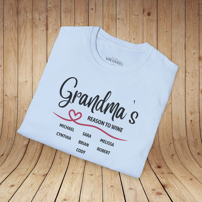 Grandma's Reason To Wine Personalized T-Shirt