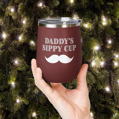 Daddy's Sippy Cup (mustache) Personalized 12oz Wine Tumbler