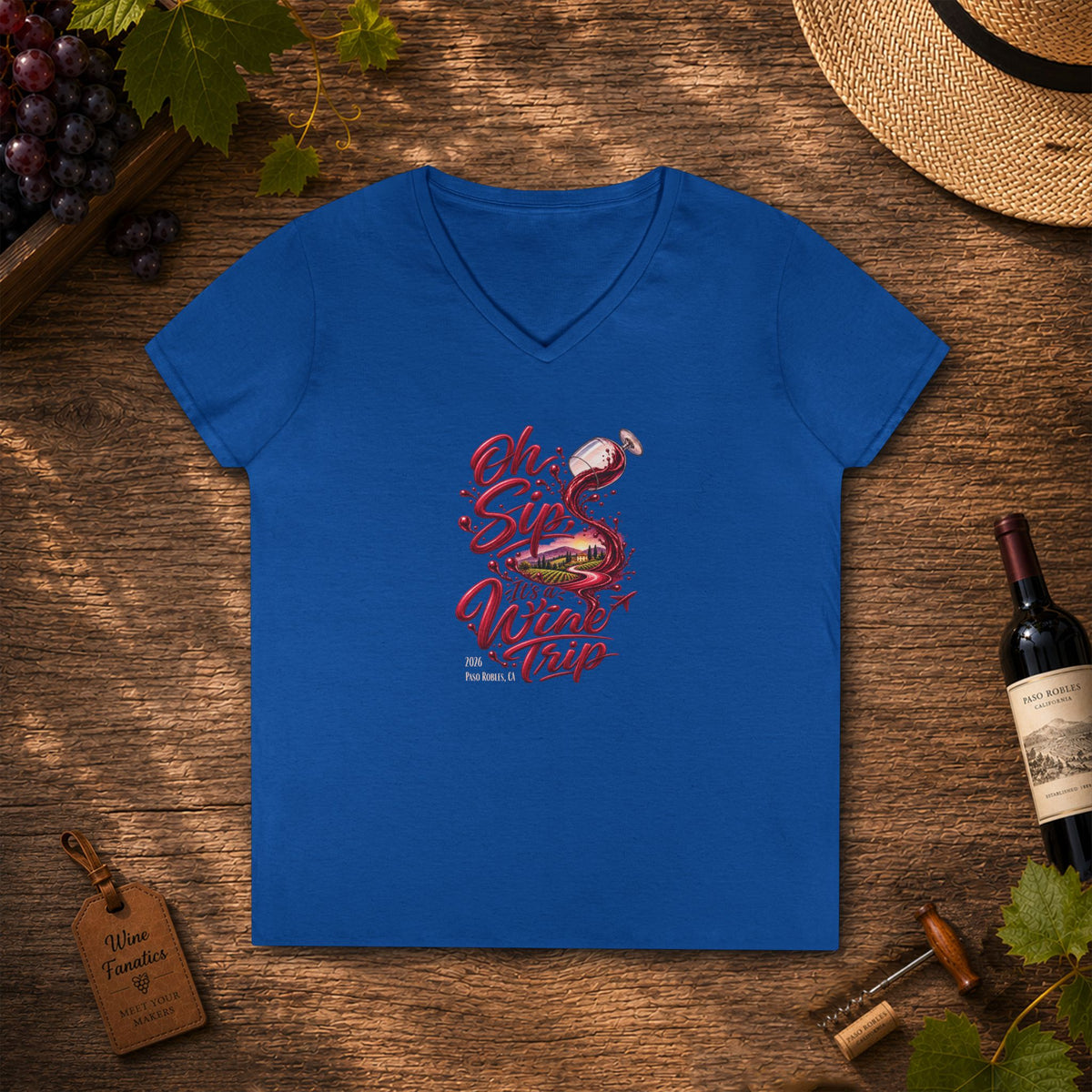 Oh Sip It's A Wine Trip Ladies V-Neck  Tee