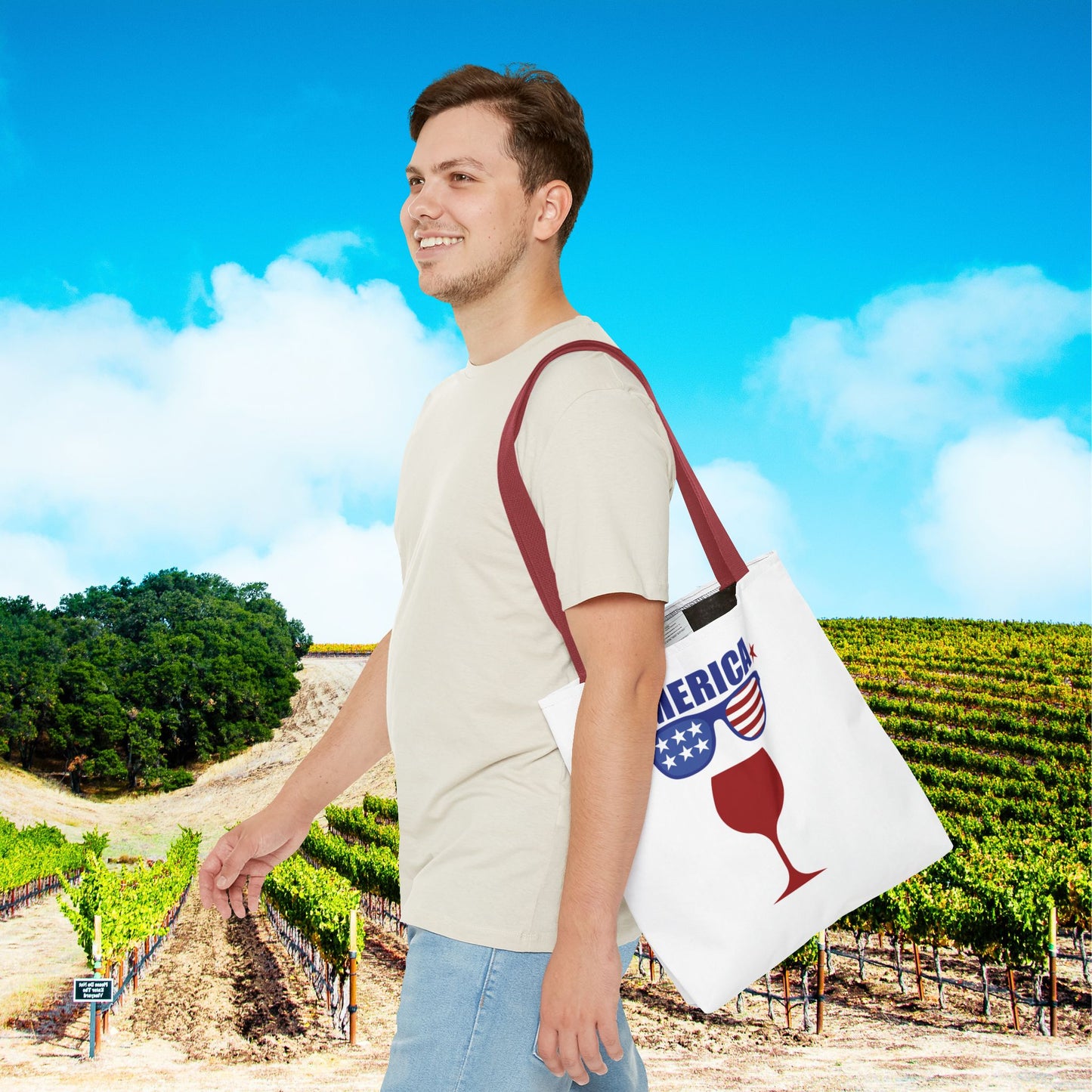 Merica (wine glass) Independence Day Personalized Tote Bag