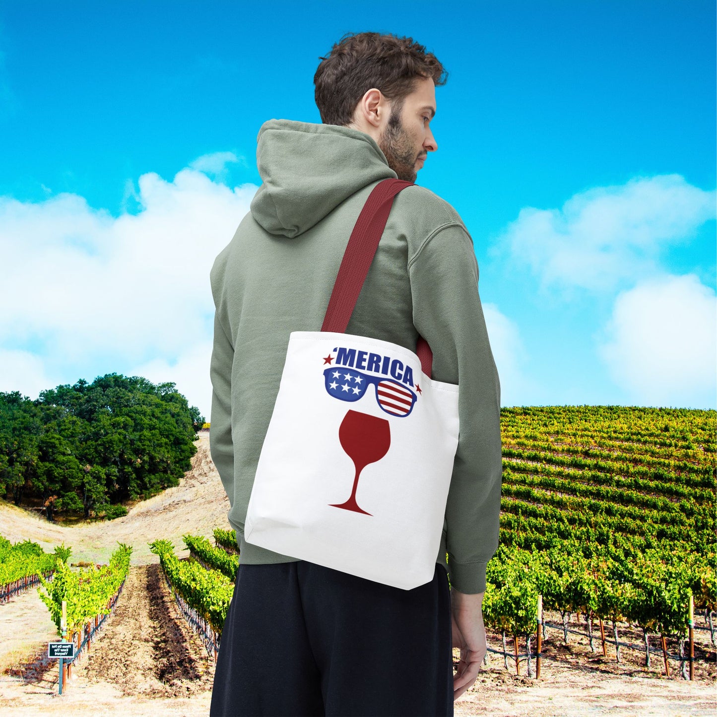 Merica (wine glass) Independence Day Personalized Tote Bag
