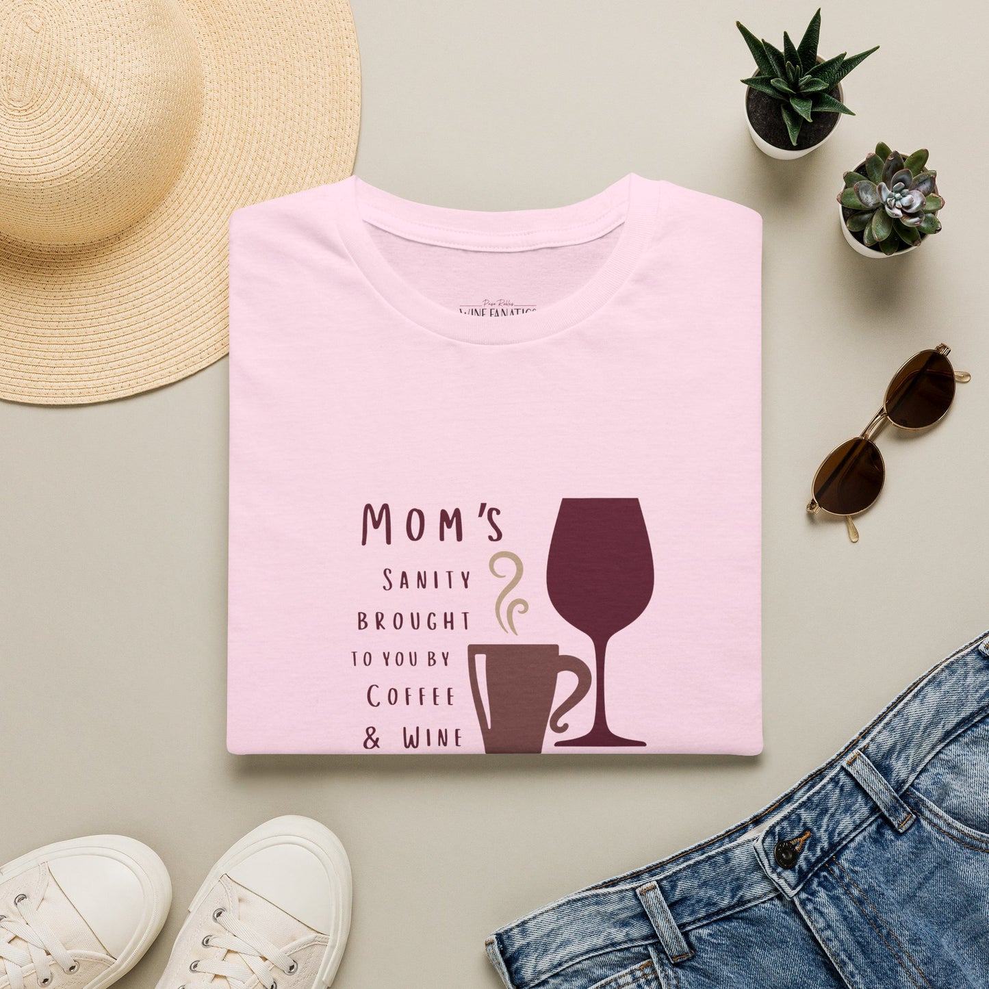 Mom's sanity brought to you by Coffee & Wine Crewneck Tee