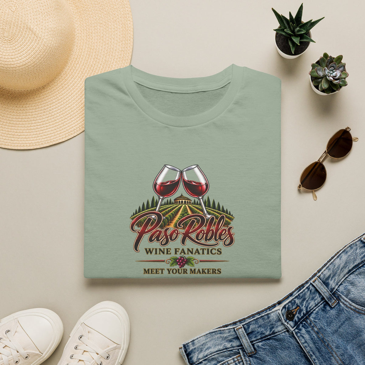 Paso Robles Wine Fanatics Meet Your Makers Crewneck T-Shirt