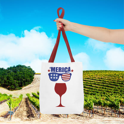 Merica (wine glass) Independence Day Personalized Tote Bag
