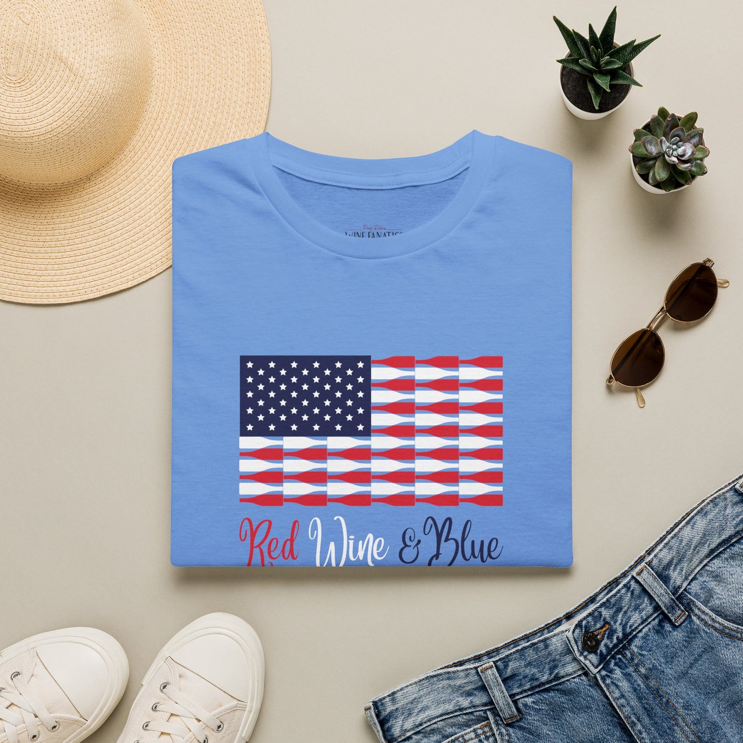 Red Wine & Blue Independence Day Unisex Softstyle T-Shirt