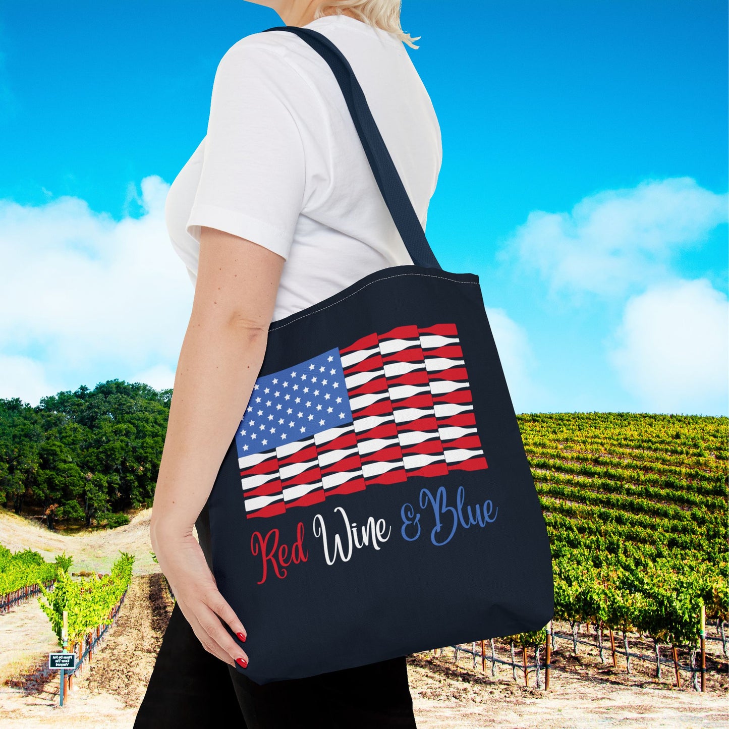 Red Wine & Blue Independence Day Personalized Tote Bag