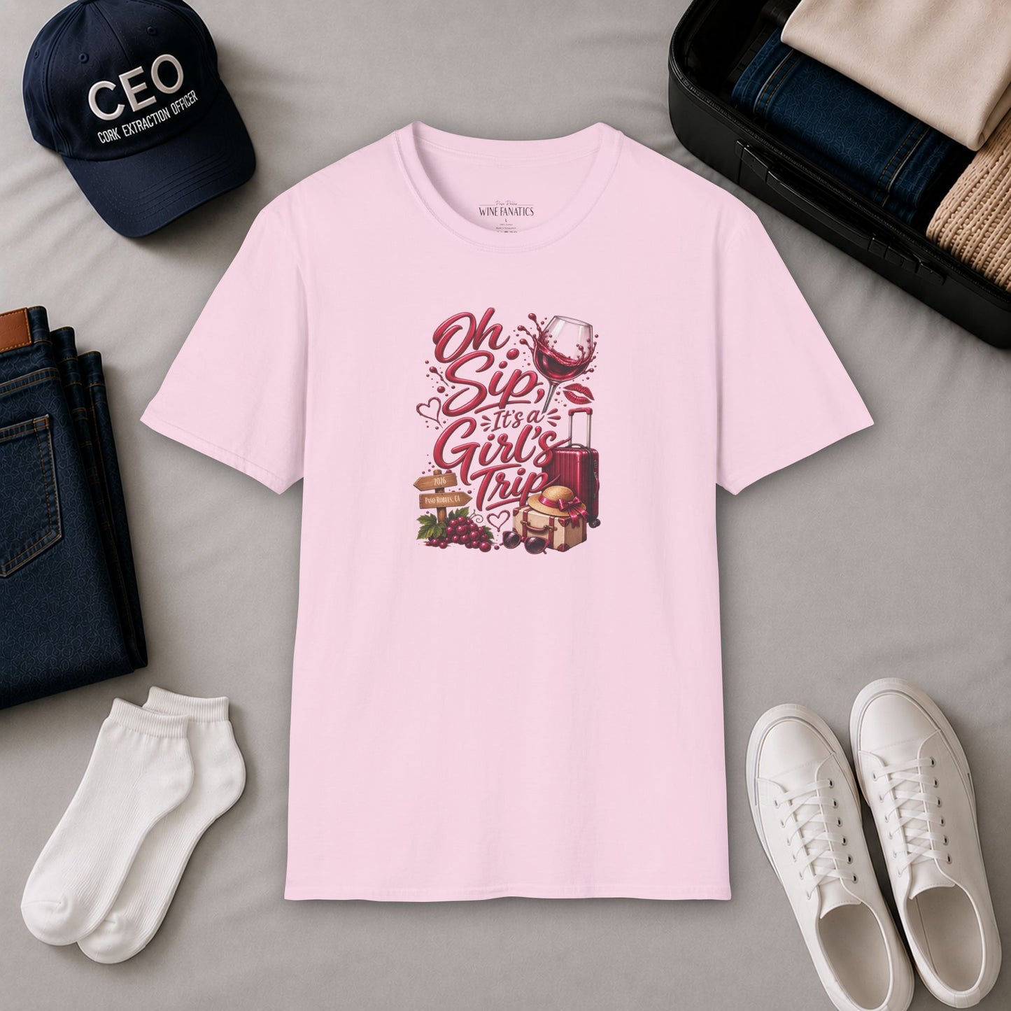 Oh Sip It's A Girl's Trip Personalized Crewneck Tee