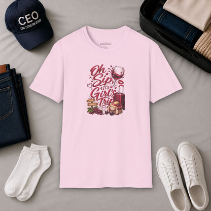 Oh Sip It's A Girl's Trip Personalized Crewneck Tee