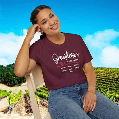 Grandma's Reason To Wine Personalized T-Shirt