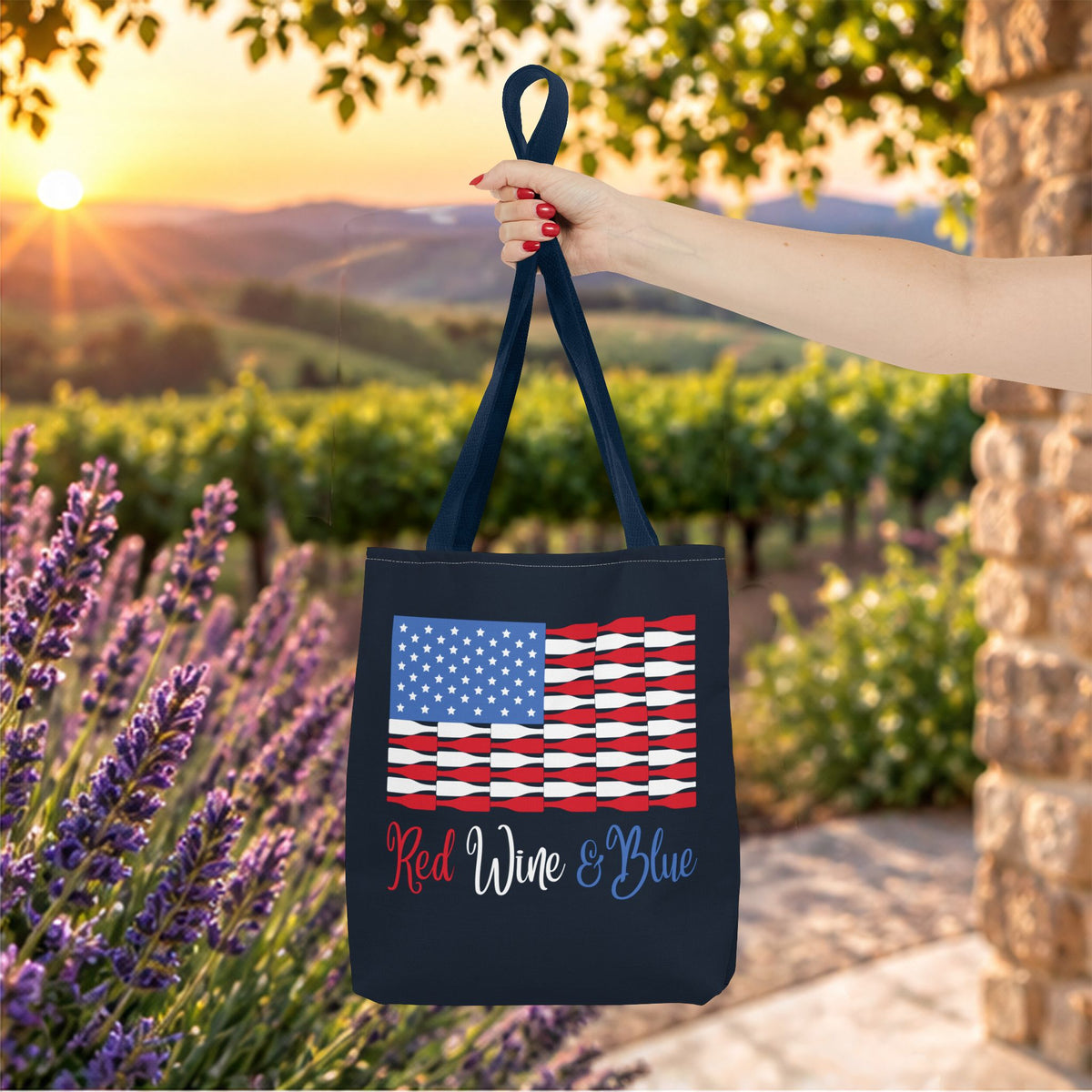 Red Wine & Blue Independence Day Personalized Tote Bag