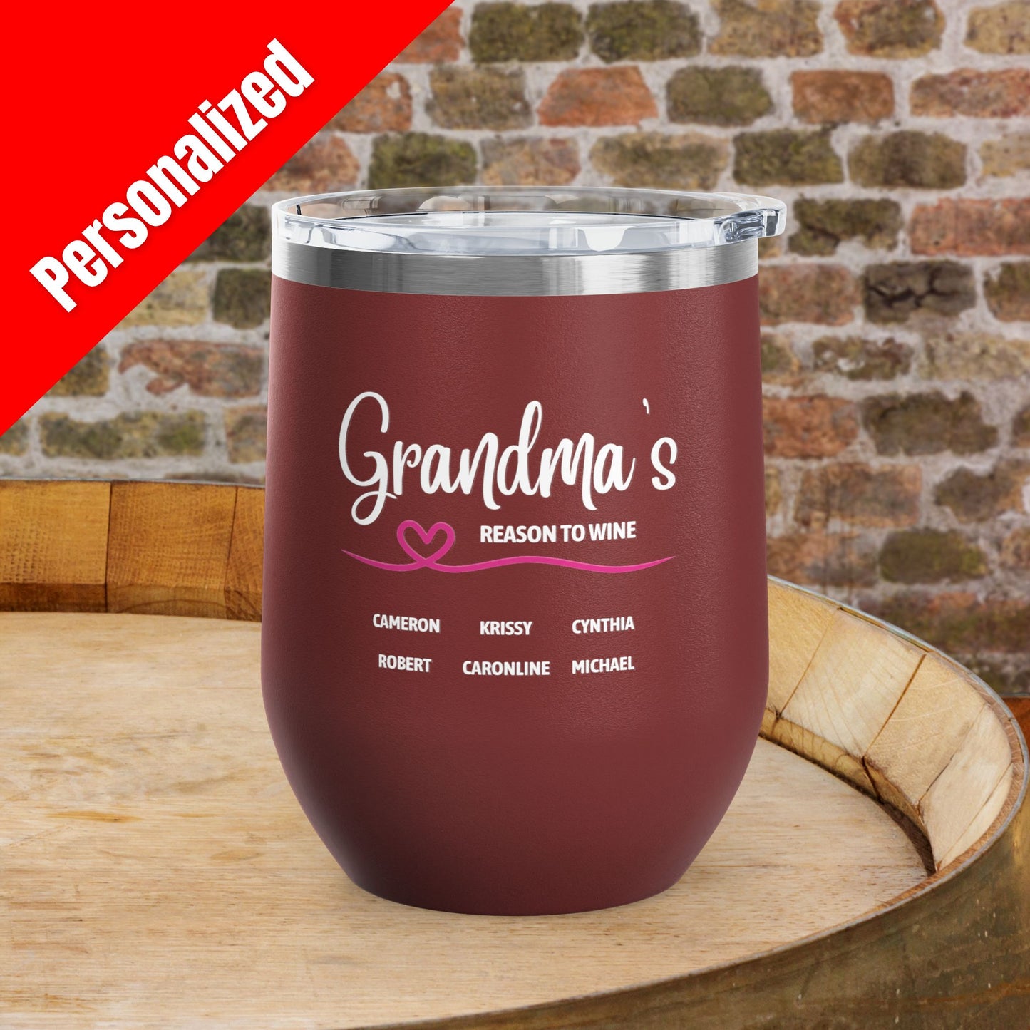 Grandma's Reason To Wine Personalized 12oz Wine Tumbler