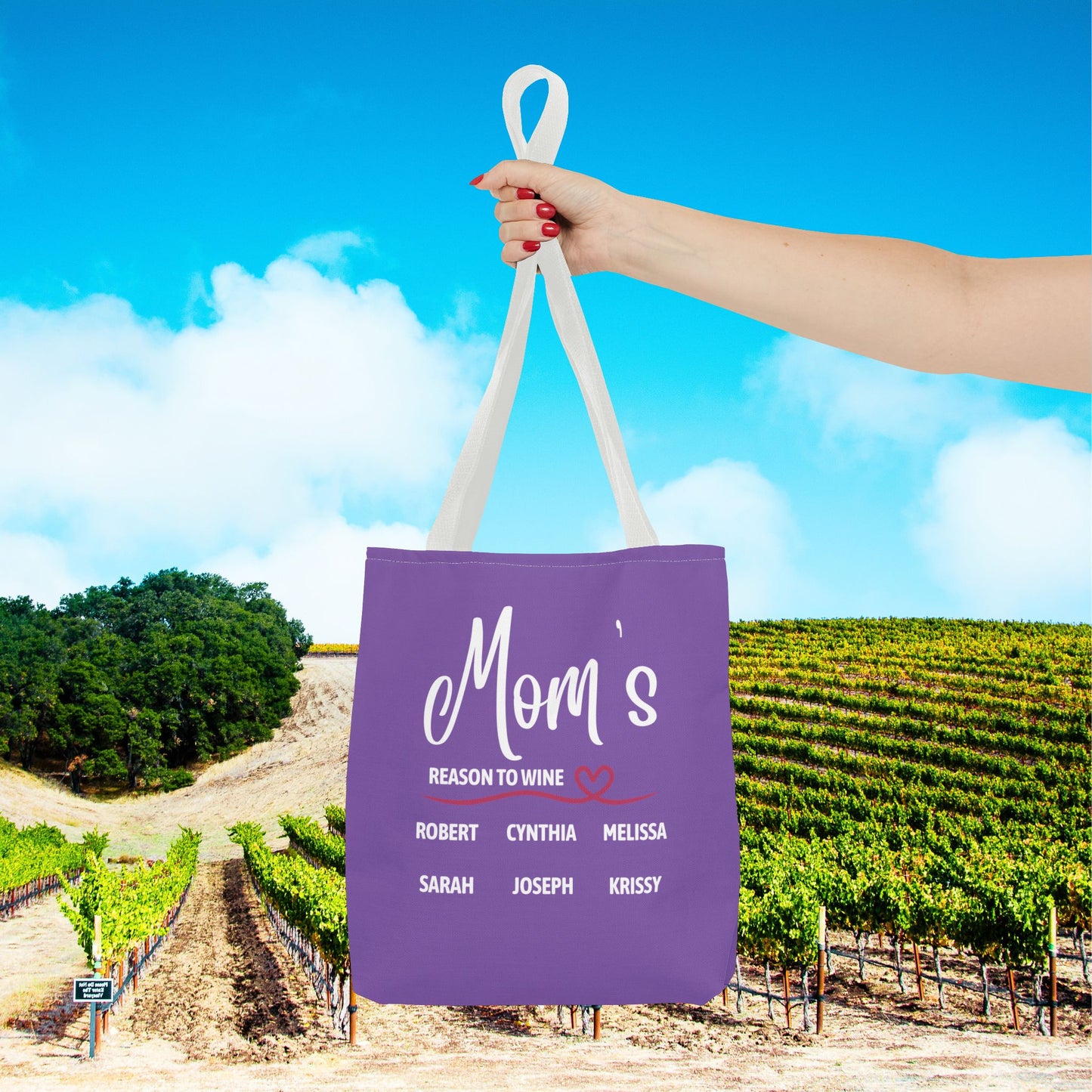 Mom's Reason To Wine Personalized Tote Bag
