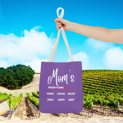 Mom's Reason To Wine Personalized Tote Bag