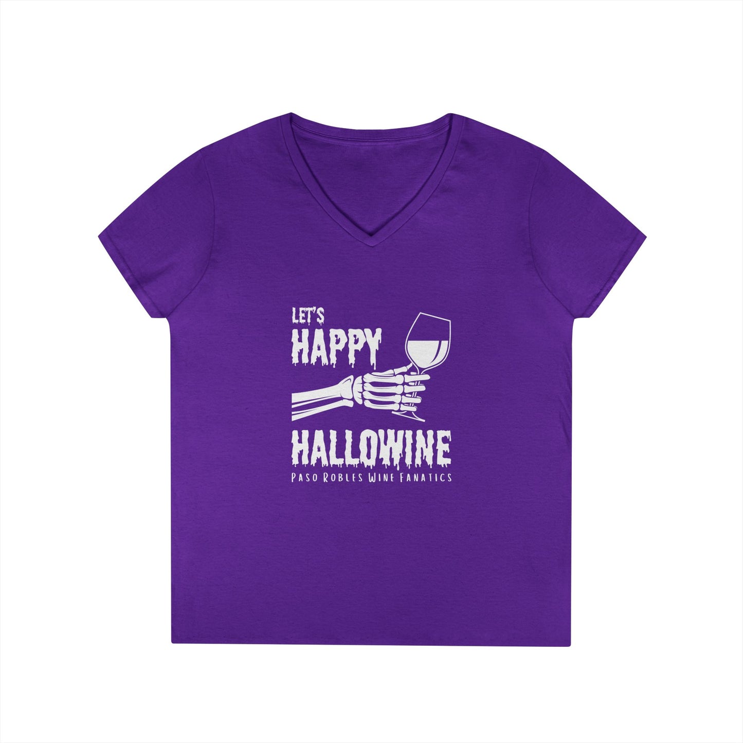 Let's Happy Hallowine Ladies V-Neck Tee