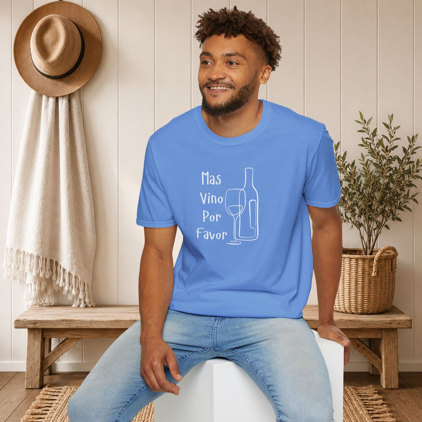 Mas Vino Por Favor Crewneck Tee