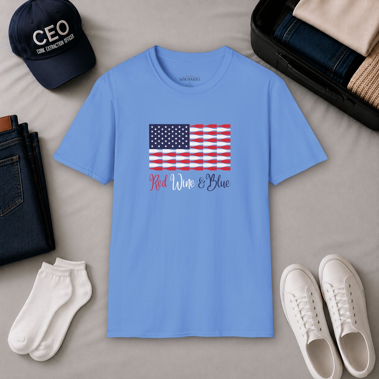 Red Wine & Blue Independence Day Unisex Softstyle T-Shirt