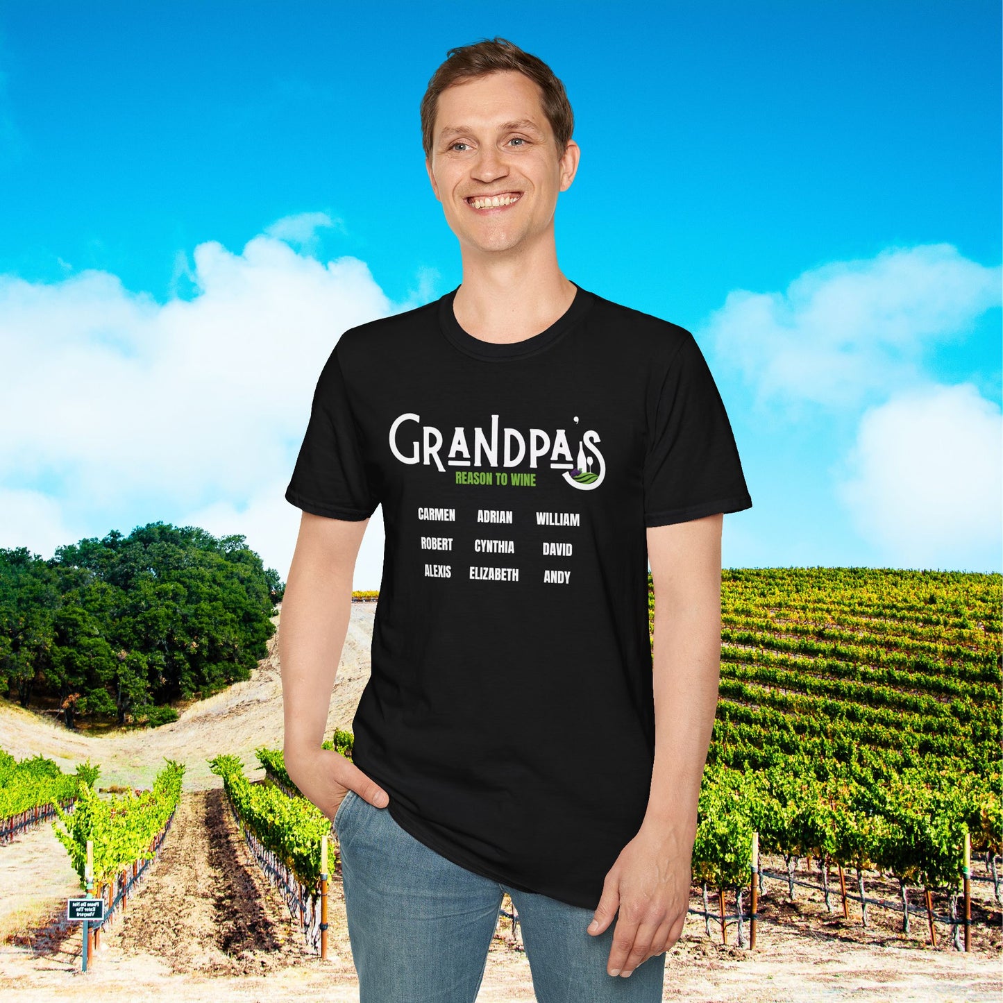 Grandpa's Reason To Wine Personalized T-Shirt