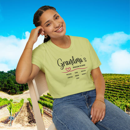 Grandma's Reason To Wine Personalized T-Shirt