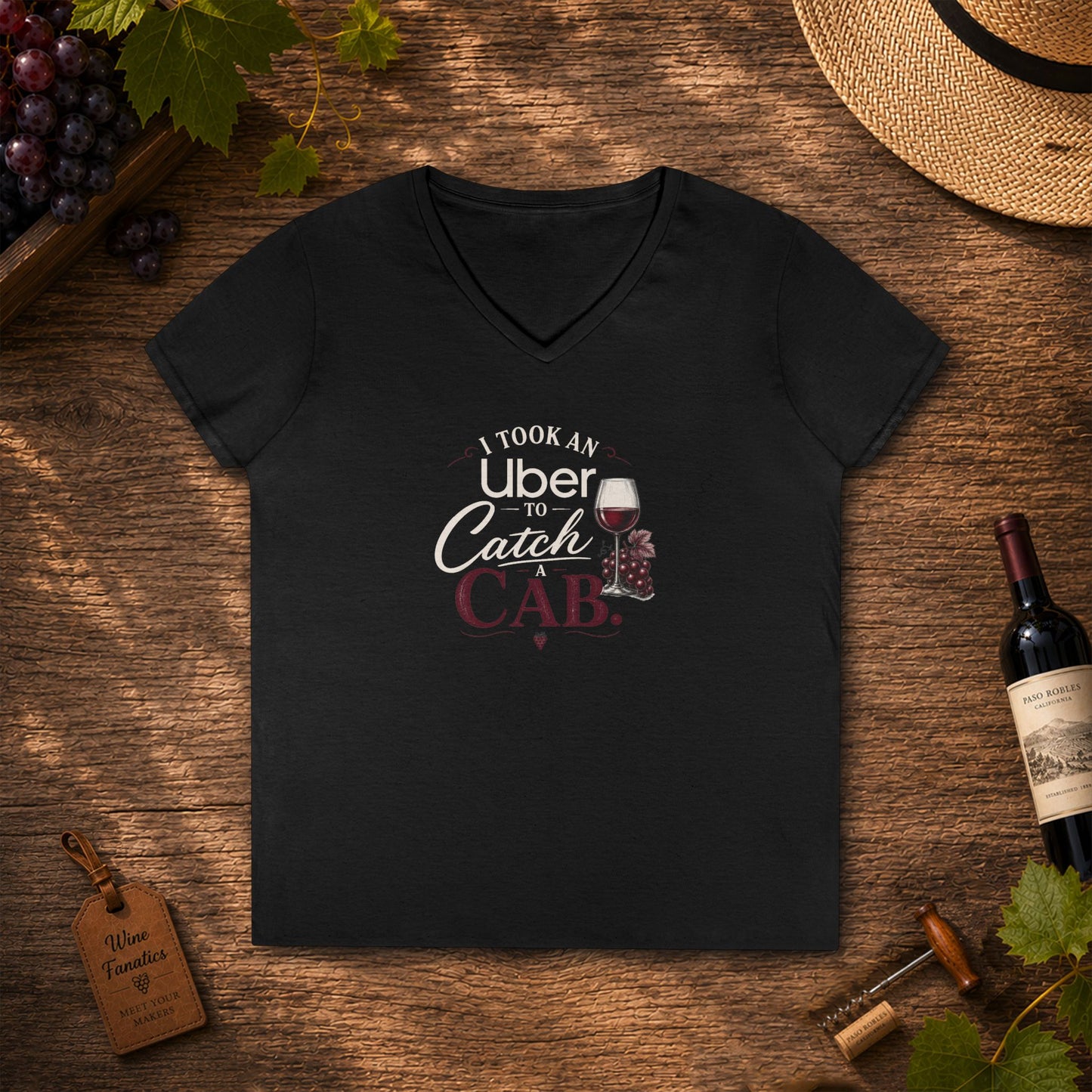 I Took An Uber To Catch A CAB Ladies V-Neck Tee