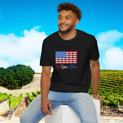 Red Wine & Blue Independence Day Unisex Softstyle T-Shirt