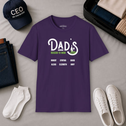 Dad's Reason To Wine Personalized Crew Neck T-Shirt