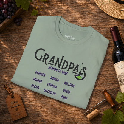 Grandpa's Reason To Wine Personalized Crew Neck T-Shirt