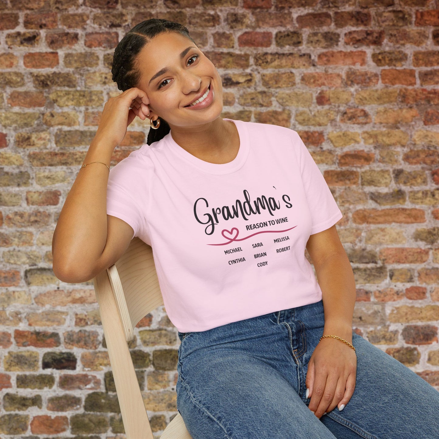 Grandma's Reason To Wine Personalized Crew Neck T-Shirt