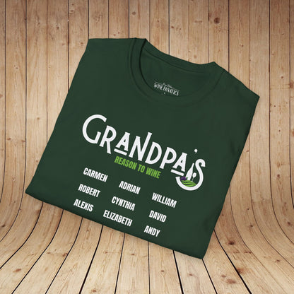 Grandpa's Reason To Wine Personalized T-Shirt